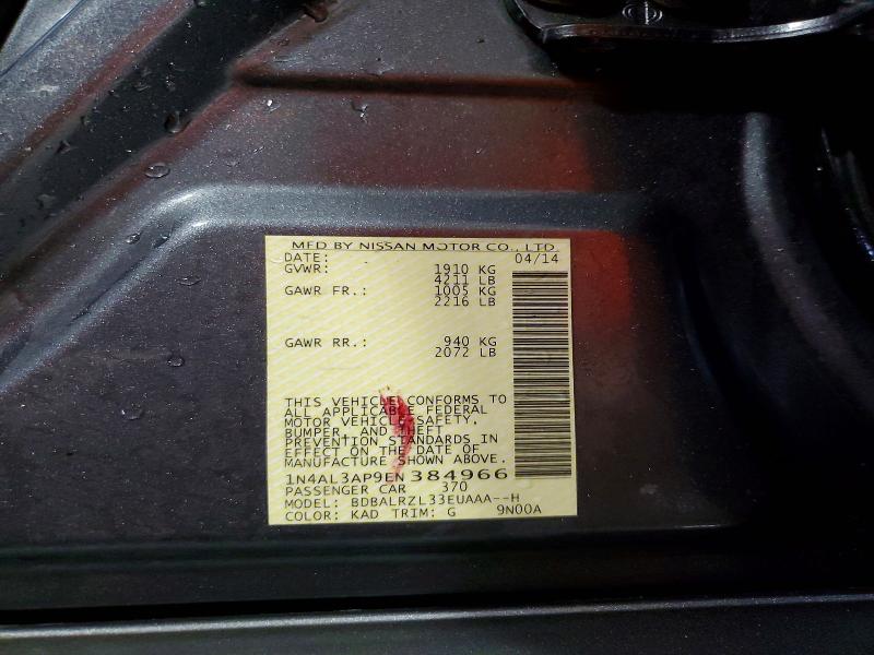 Aukcja sprzedaży 2014 Nissan Altima, vin: 1N4AL3AP9EN384966, numer aukcji: 66025396