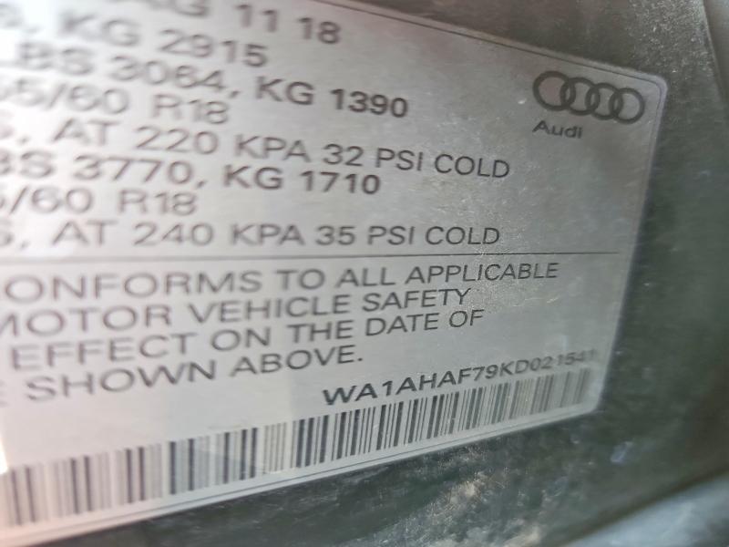 65030536 :رقم المزاد ، WA1AHAF79KD021541 vin ، 2019 Audi Q7 مزاد بيع