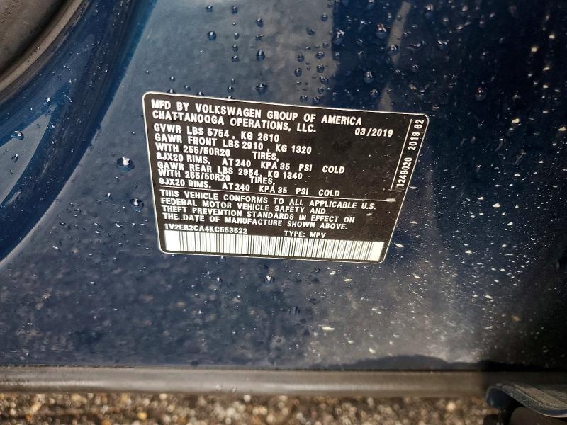 Продажа на аукционе авто 2019 Volkswagen Atlas, vin: 1V2ER2CA4KC553522, номер лота: 65367086