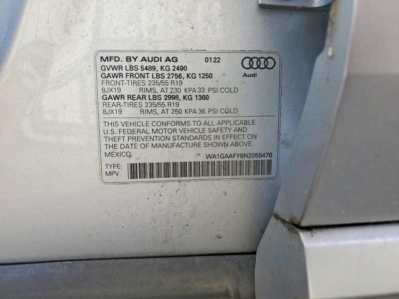 Продажа на аукционе авто 2022 Audi Q5, vin: WA1GAAFY6N2059476, номер лота: 63779696