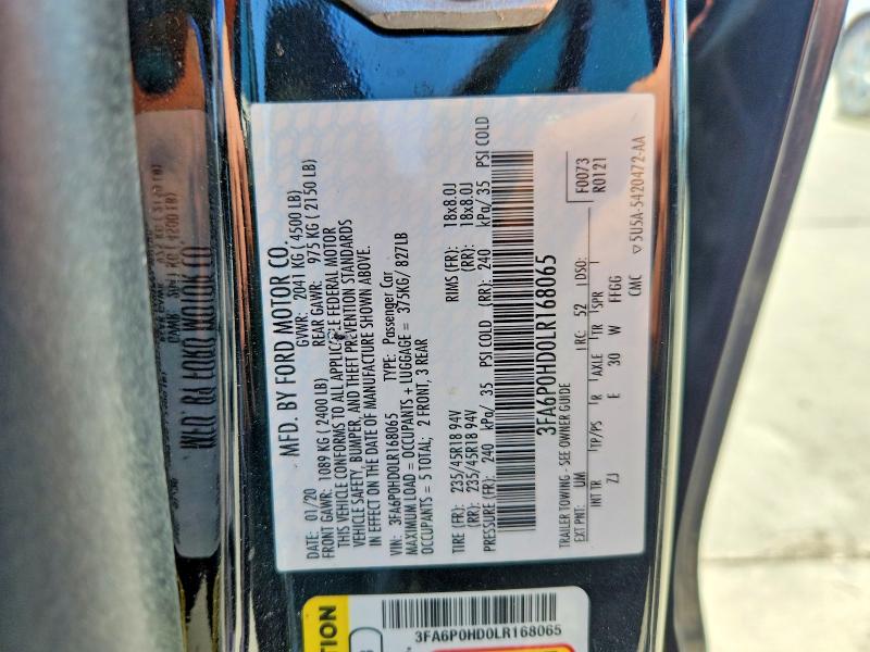 Продаж на аукціоні авто 2020 Ford Fusion, vin: 3FA6P0HD0LR168065, номер лоту: 66110846