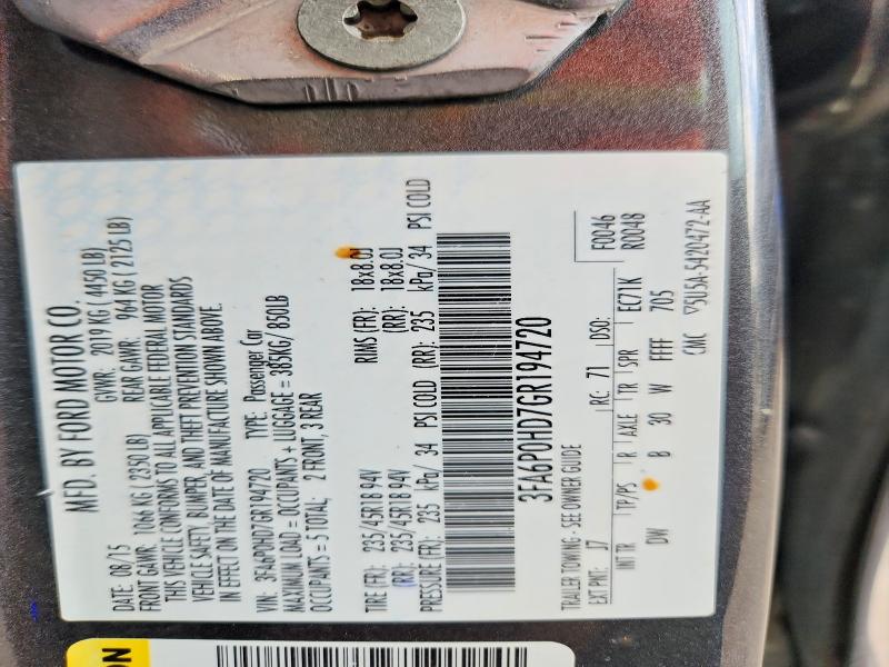 Продажа на аукционе авто 2016 Ford Fusion, vin: 3FA6P0HD7GR194720, номер лота: 65268746