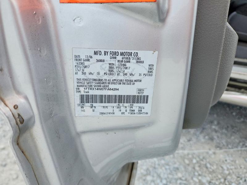 66357726 :رقم المزاد ، 1FTRX14W07FA64294 vin ، 2007 Ford F150 مزاد بيع