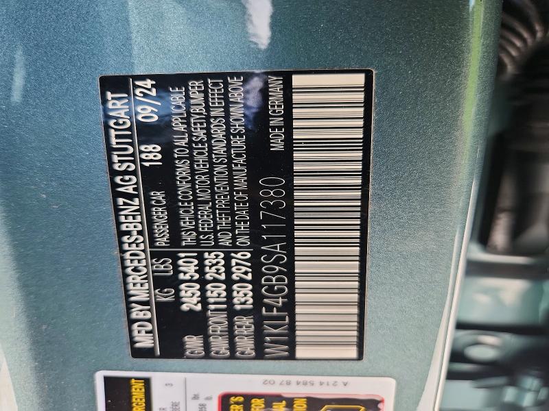 Aukcja sprzedaży 2025 Mercedes-benz E, vin: W1KLF4GB9SA117380, numer aukcji: 64793536