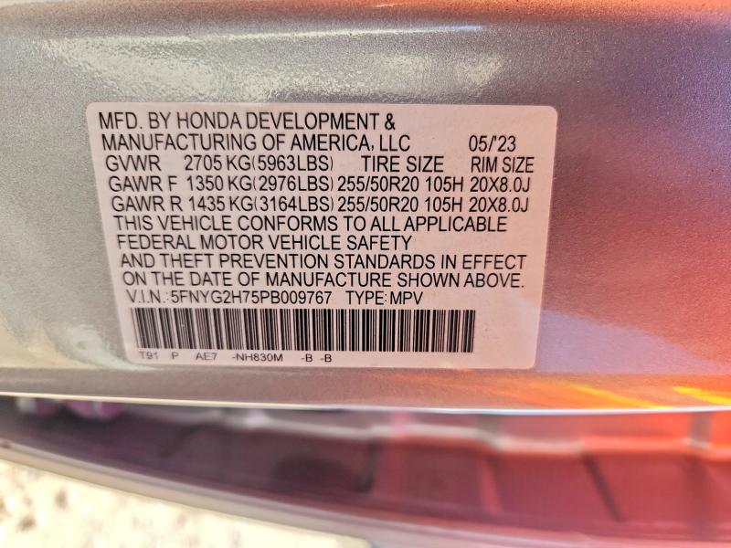 Продажа на аукционе авто 2023 Honda Pilot, vin: 5FNYG2H75PB009767, номер лота: 66899016