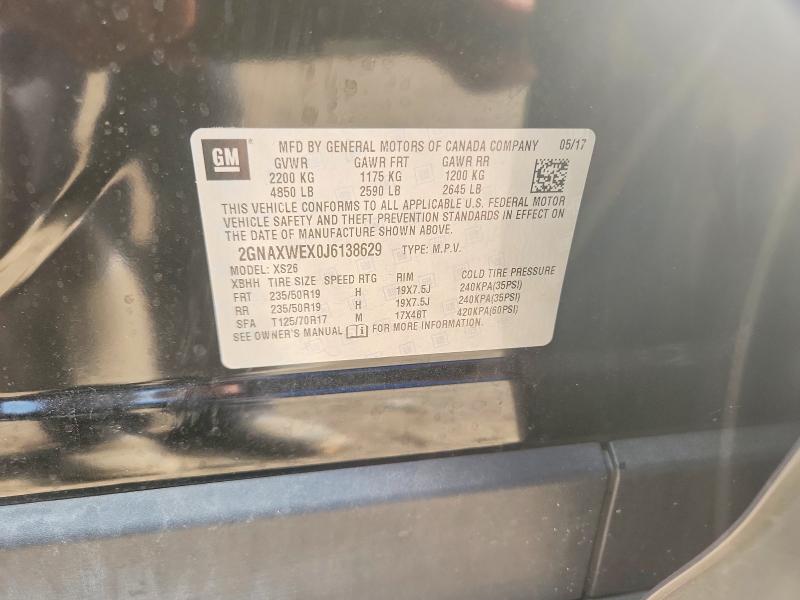 Aukcja sprzedaży 2018 Chevrolet Equinox, vin: 2GNAXWEX0J6138629, numer aukcji: 66529606