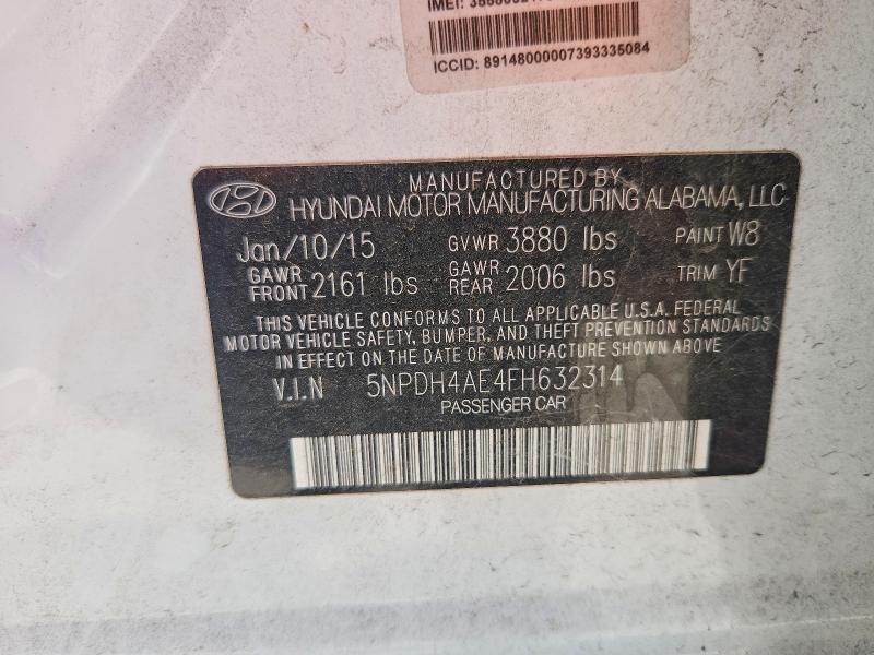2015 Hyundai Elantra მანქანა იყიდება აუქციონზე, vin: 5NPDH4AE4FH632314, აუქციონის ნომერი: 64778016