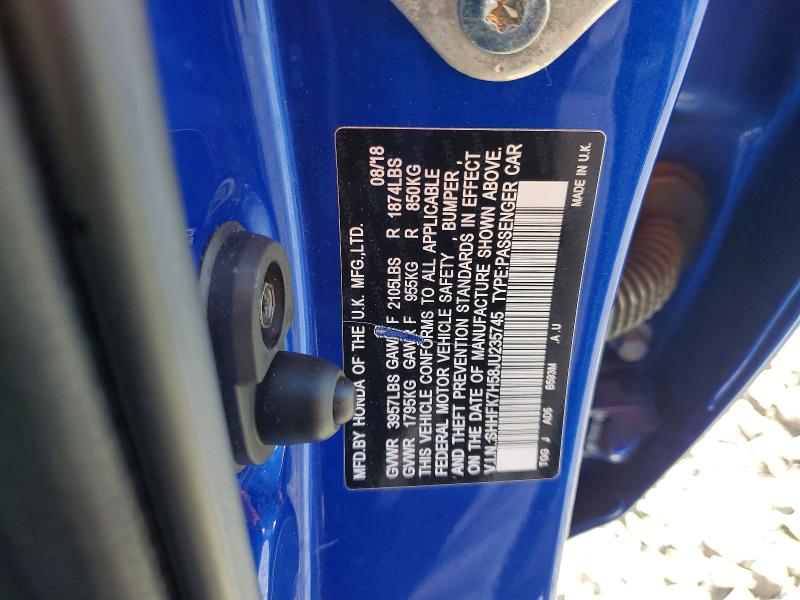 66813476 :رقم المزاد ، SHHFK7H58JU235745 vin ، 2018 Honda Civic مزاد بيع