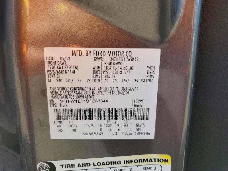 2013 Ford F150 მანქანა იყიდება აუქციონზე, vin: 1FTFW1ET1DFC63344, აუქციონის ნომერი: 63813366