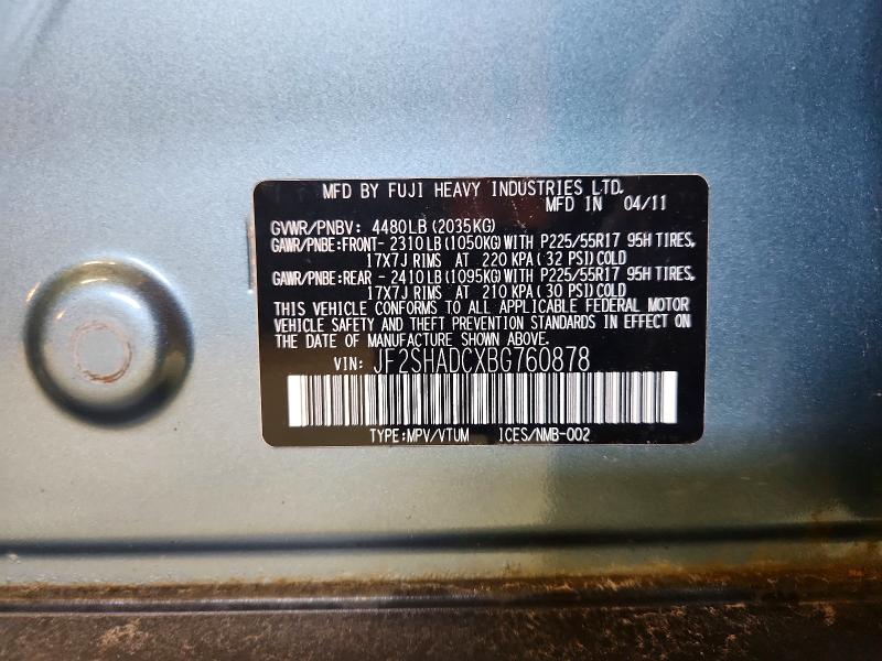 Aukcja sprzedaży 2011 Subaru Forester, vin: JF2SHADCXBG760878, numer aukcji: 64775536