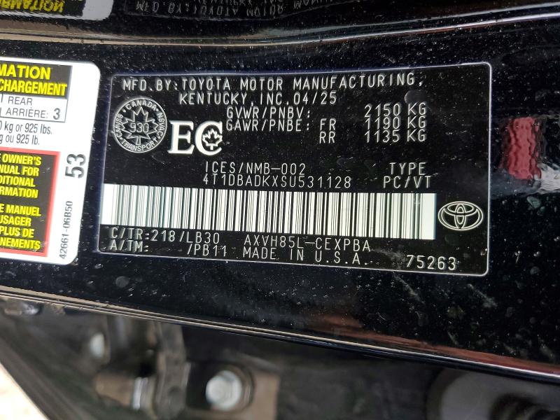2025 Toyota Camry მანქანა იყიდება აუქციონზე, vin: 4T1DBADKXSU531128, აუქციონის ნომერი: 63339976