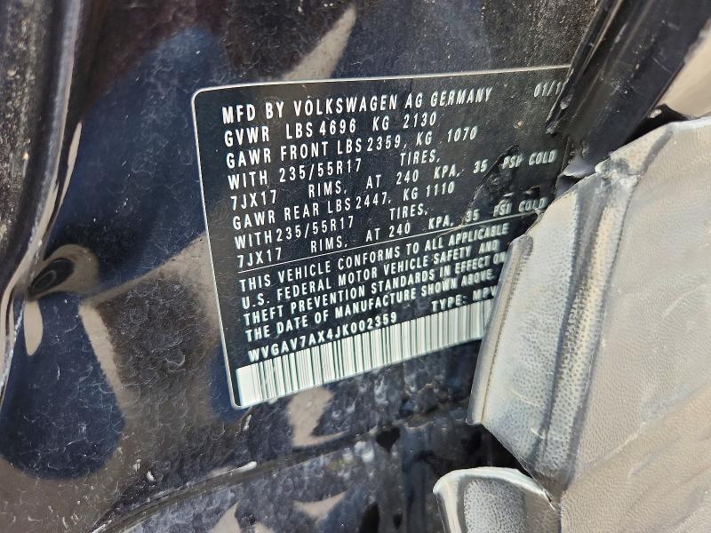 Продажа на аукционе авто 2018 Volkswagen Tiguan Limited, vin: WVGAV7AX4JK002359, номер лота: 65548656