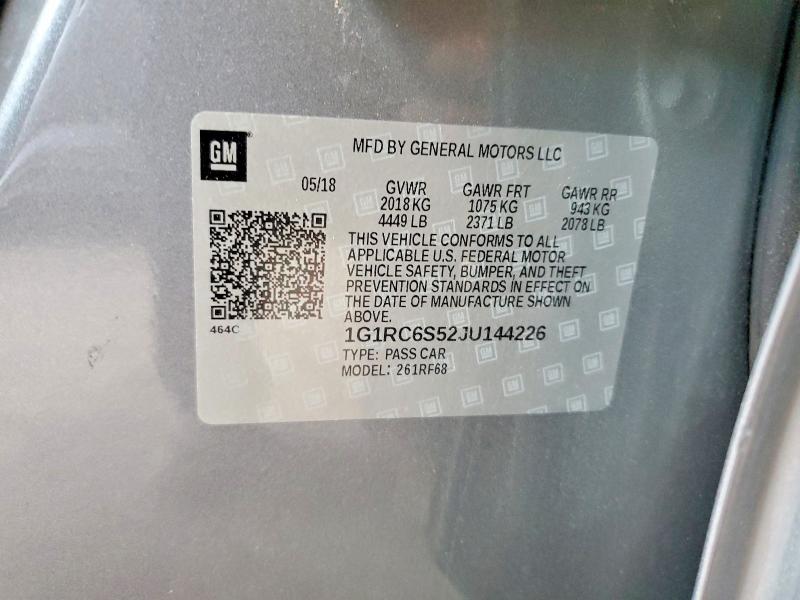 2018 Chevrolet Volt მანქანა იყიდება აუქციონზე, vin: 1G1RC6S52JU144226, აუქციონის ნომერი: 67028996