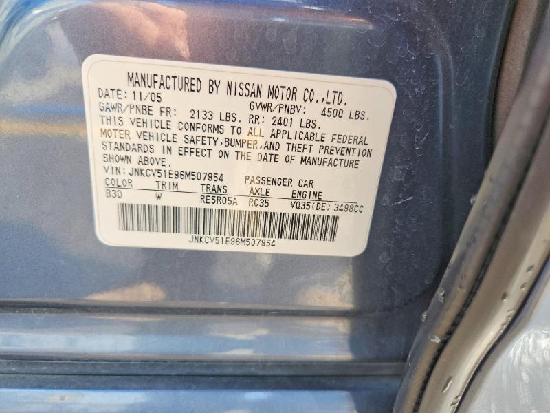 2006 Infiniti G35 მანქანა იყიდება აუქციონზე, vin: JNKCV51E96M507954, აუქციონის ნომერი: 63511316