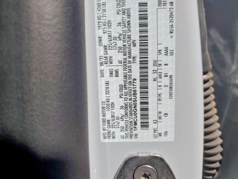 2025 Ford Escape მანქანა იყიდება აუქციონზე, vin: 1FMCU0GN0SUB61779, აუქციონის ნომერი: 64225856