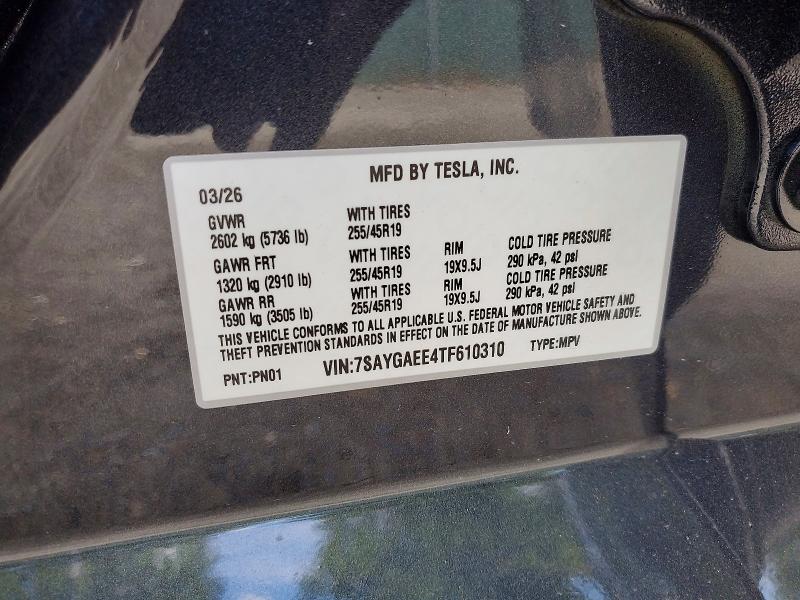 Aukcja sprzedaży 2026 Tesla Model Y, vin: 7SAYGAEE4TF610310, numer aukcji: 63378246
