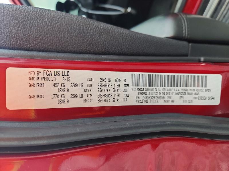 Продаж на аукціоні авто 2015 Dodge Durango, vin: 1C4RDHDG0FC801004, номер лоту: 63648456