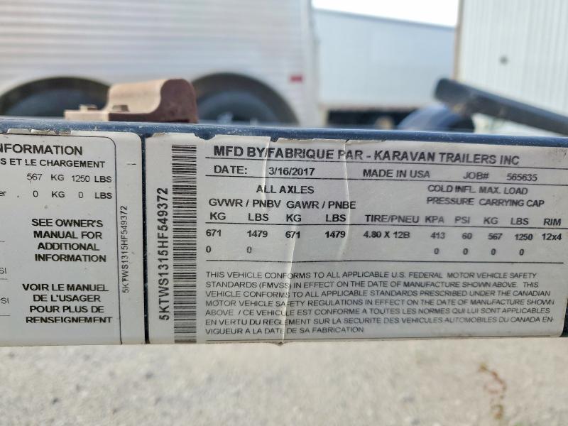 Продаж на аукціоні авто 2017 Karavan Trailer, vin: 5KTWS1315HF549372, номер лоту: 70289096