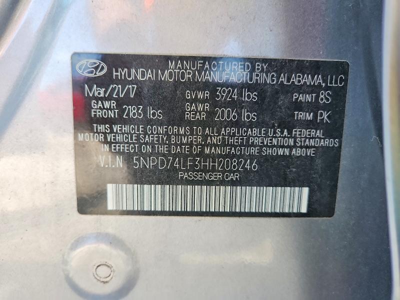 Aukcja sprzedaży 2017 Hyundai Elantra, vin: 5NPD74LF3HH208246, numer aukcji: 65438696