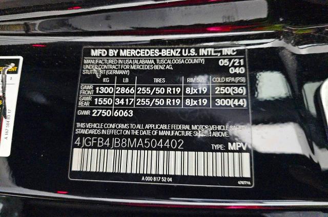64436216 :رقم المزاد ، 4JGFB4JB8MA504402 vin ، 2021 Mercedes-benz Gle مزاد بيع