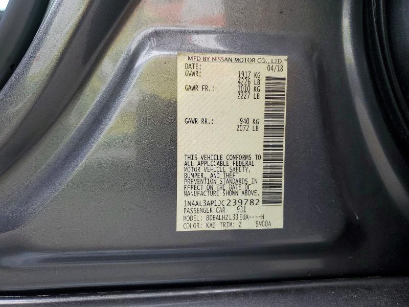 Продажа на аукционе авто 2018 Nissan Altima, vin: 1N4AL3AP1JC239782, номер лота: 64564866