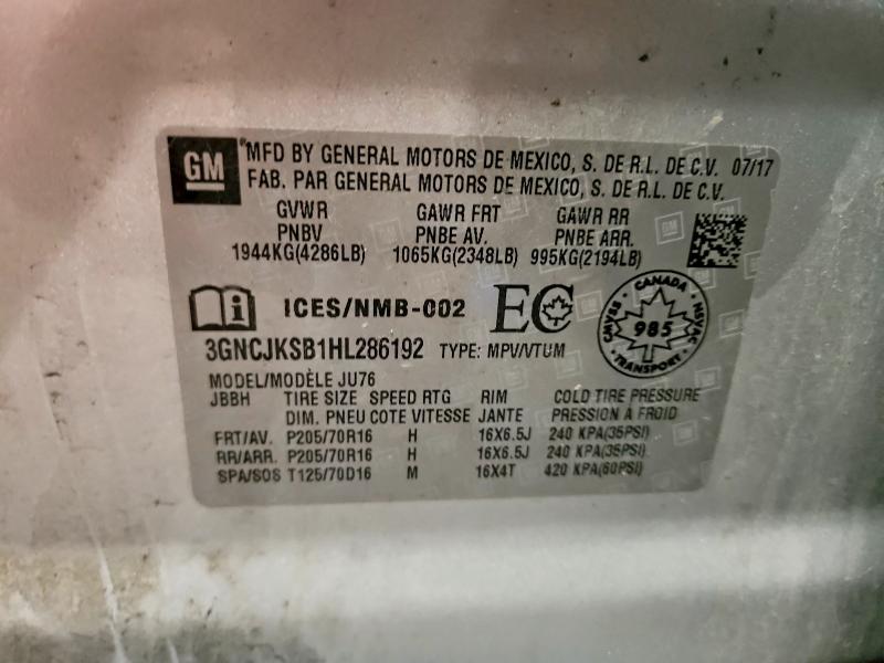 64370126 :رقم المزاد ، 3GNCJKSB1HL286192 vin ، 2017 Chevrolet Trax مزاد بيع
