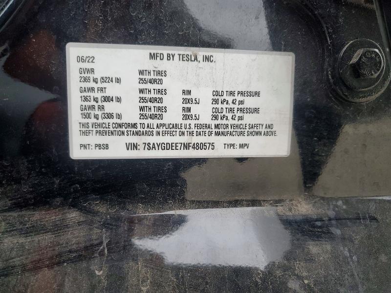 Продаж на аукціоні авто 2022 Tesla Model Y, vin: 7SAYGDEE7NF480575, номер лоту: 66922506