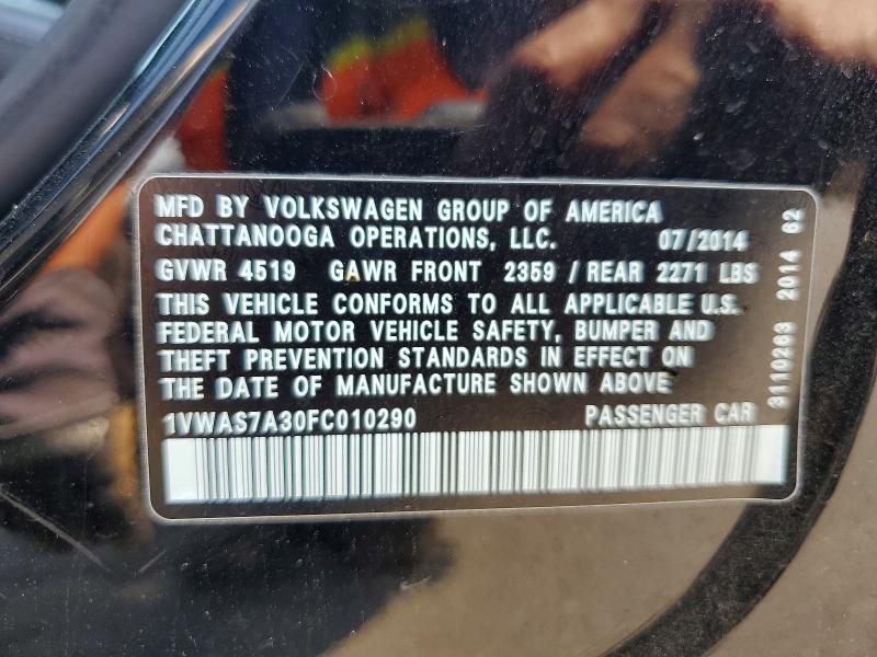 Продажа на аукционе авто 2015 Volkswagen Passat, vin: 1VWAS7A30FC010290, номер лота: 63778756