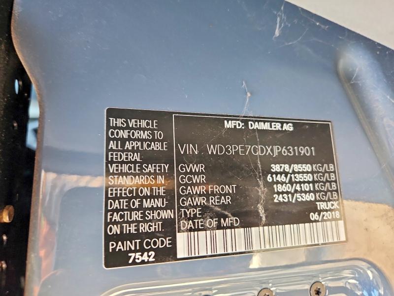 65739116 :رقم المزاد ، WD3PE7CDXJP631901 vin ، 2018 Mercedes-benz Sprinter مزاد بيع