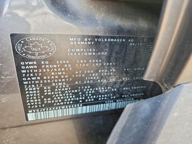 63746996 :رقم المزاد ، WVGJV3AX6EW609659 vin ، 2014 Volkswagen Tiguan مزاد بيع