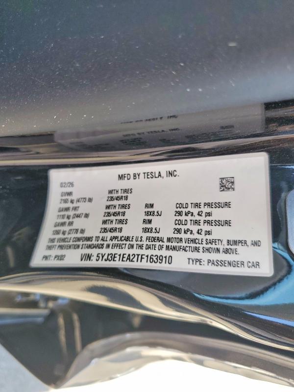 Aukcja sprzedaży 2026 Tesla Model 3, vin: 5YJ3E1EA2TF163910, numer aukcji: 66643936