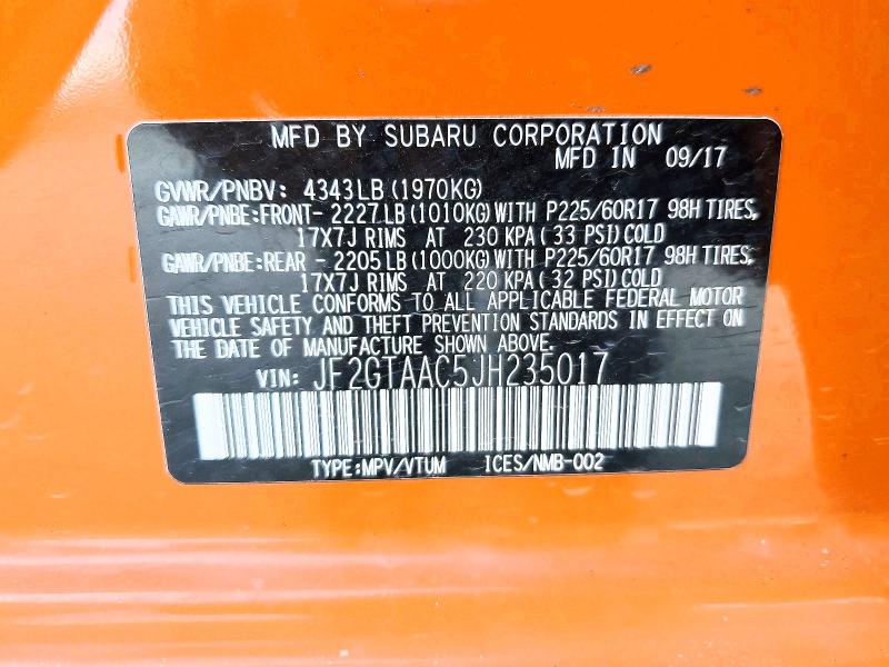 Продаж на аукціоні авто 2018 Subaru Crosstrek, vin: JF2GTAAC5JH235017, номер лоту: 64459116
