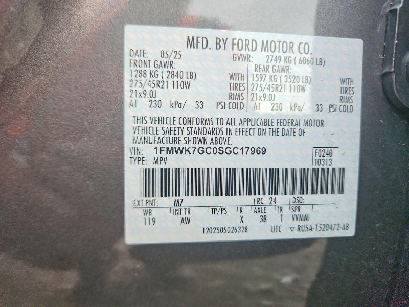 Aukcja sprzedaży 2025 Ford Explorer, vin: 1FMWK7GC0SGC17969, numer aukcji: 63647636