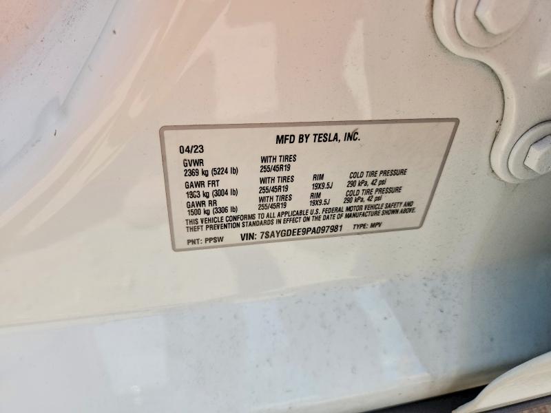Aukcja sprzedaży 2023 Tesla Model Y, vin: 7SAYGDEE9PA097981, numer aukcji: 66387926