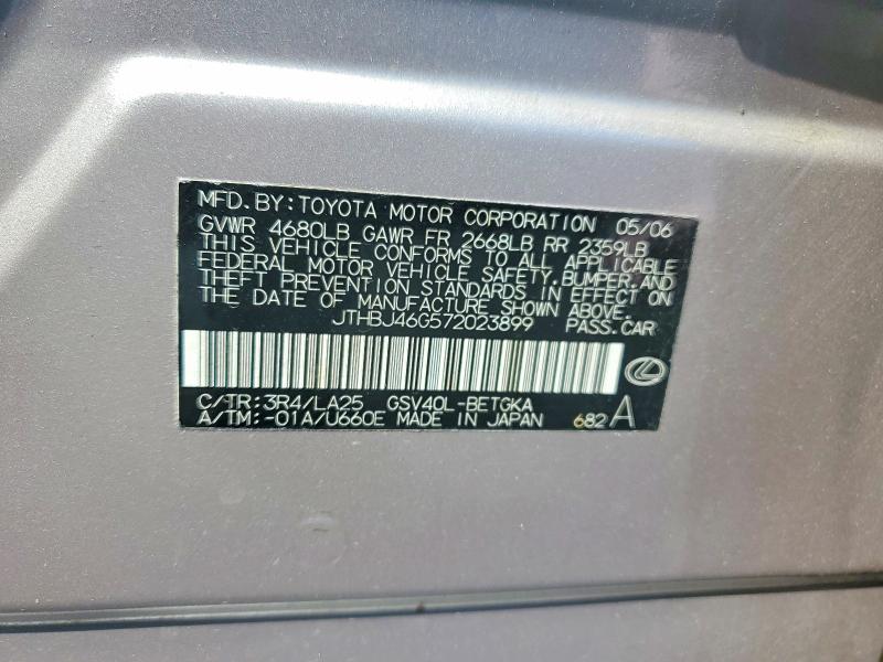 Продаж на аукціоні авто 2007 Lexus Es, vin: JTHBJ46G572023899, номер лоту: 66138446