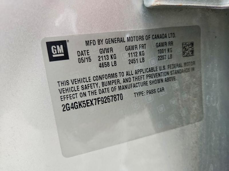 Продаж на аукціоні авто 2015 Buick Regal, vin: 2G4GK5EX7F9267870, номер лоту: 63720186