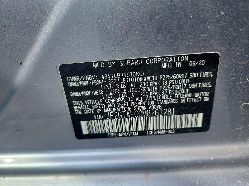64064606 :رقم المزاد ، JF2GTAEC0M8261281 vin ، 2021 Subaru Crosstrek مزاد بيع