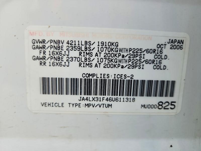 Aukcja sprzedaży 2006 Mitsubishi Outlander, vin: JA4LX31F46U611318, numer aukcji: 62761256