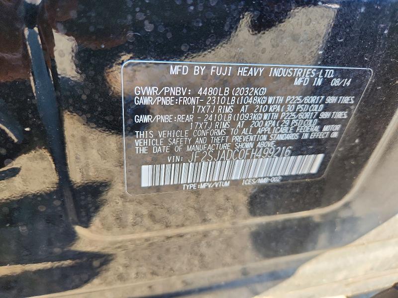 Продажа на аукционе авто 2015 Subaru Forester, vin: JF2SJADC0FH499216, номер лота: 64071826