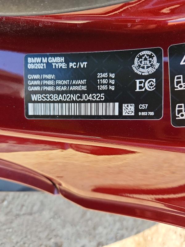 2022 Bmw M4 მანქანა იყიდება აუქციონზე, vin: WBS33BA02NCJ04325, აუქციონის ნომერი: 64775756