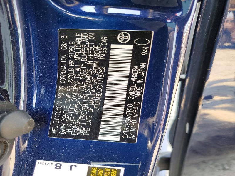 Продаж на аукціоні авто 2013 Toyota Prius, vin: JTDKN3DUXD1718762, номер лоту: 64767426