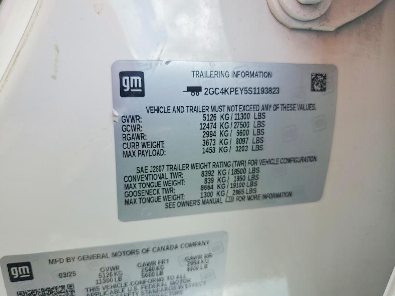 Aukcja sprzedaży 2025 Chevrolet Silverado, vin: 2GC4KPEY5S1193823, numer aukcji: 64671246