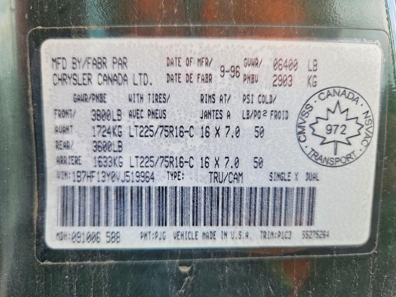65495646 :رقم المزاد ، 1B7HF13Y0VJ519964 vin ، 1997 Dodge Ram 1500 Regular Cab مزاد بيع