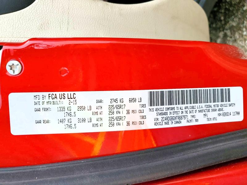 Продаж на аукціоні авто 2015 Dodge Grand Caravan, vin: 2C4RDGBGXFR687971, номер лоту: 64788156