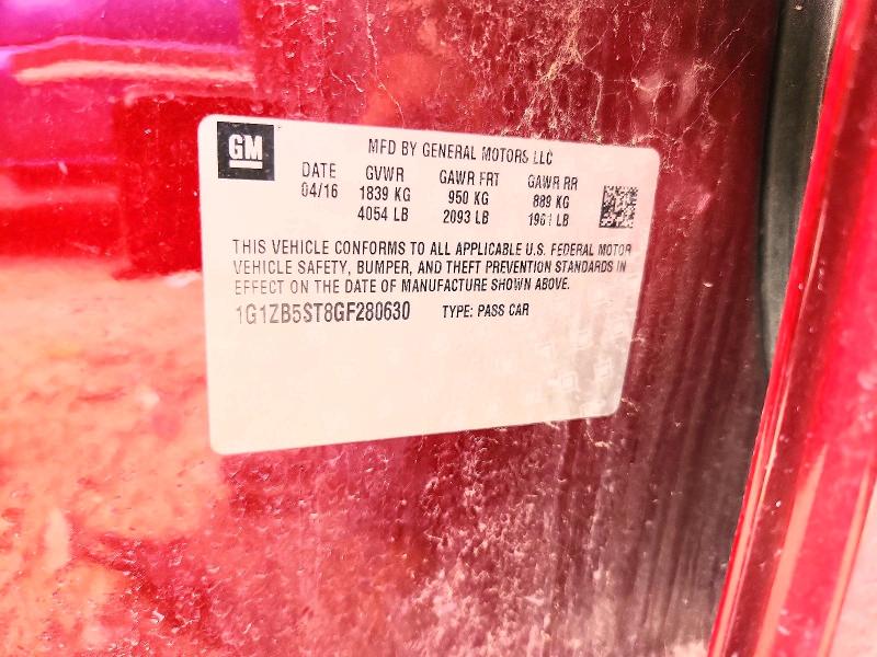 2016 Chevrolet Malibu მანქანა იყიდება აუქციონზე, vin: 1G1ZB5ST8GF280630, აუქციონის ნომერი: 65528236