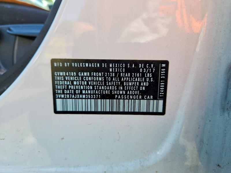 Aukcja sprzedaży 2017 Volkswagen Jetta, vin: 3VW2B7AJXHM353371, numer aukcji: 63991616