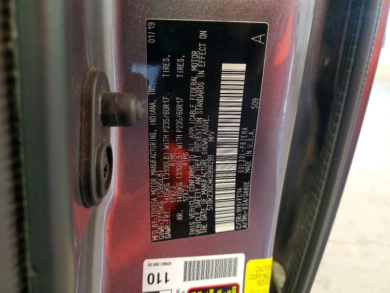 64666816 :رقم المزاد ، 5TDKZ3DC4KS998299 vin ، 2019 Toyota Sienna مزاد بيع