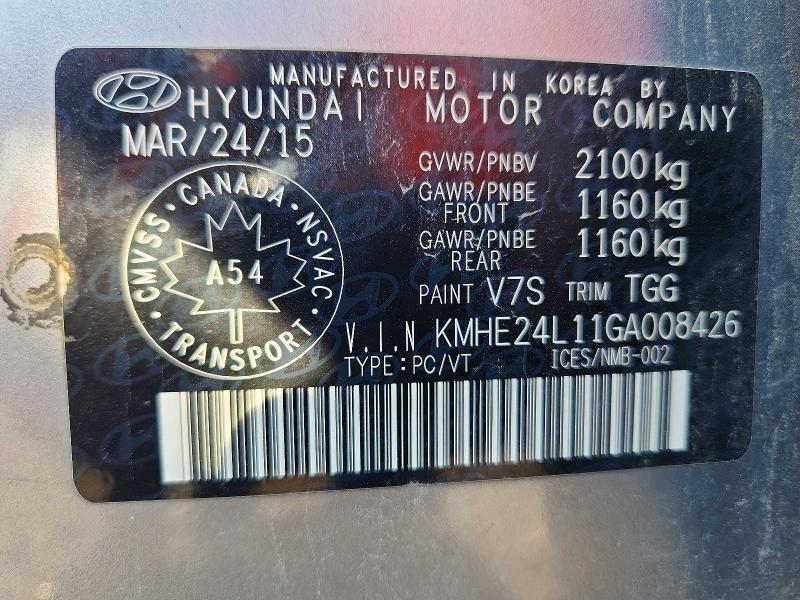 2016 Hyundai Sonata Hybrid მანქანა იყიდება აუქციონზე, vin: KMHE24L11GA008426, აუქციონის ნომერი: 65997496
