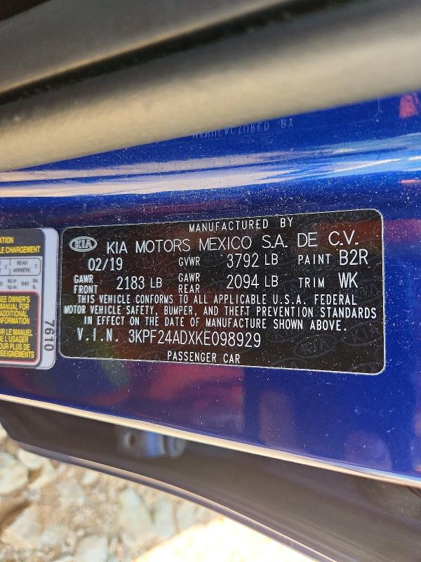 Продажа на аукционе авто 2019 Kia Forte, vin: 3KPF24ADXKE098929, номер лота: 64397136