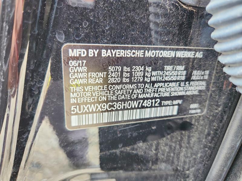 64834496 :رقم المزاد ، 5UXWX9C36H0W74812 vin ، 2017 Bmw X3 مزاد بيع